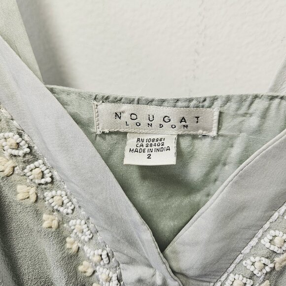 Nougat London 100% Silk Beaded Dress Size 2 US 6 Fairycore Whimsy Feminine - Picture 4 of 6